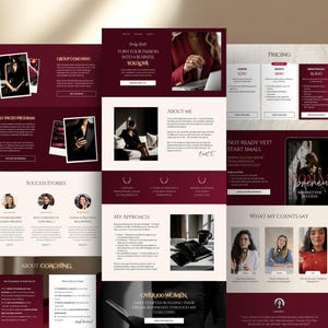 Coach Website Canva Template, Coaching Landing Page, One Page Feminine Website Luxury Design for Life, Business Coaches, Influencers