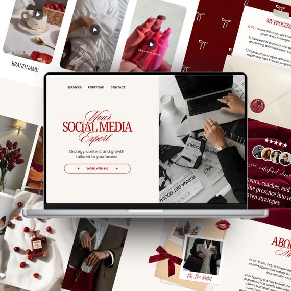 Canva Website Template Social Media Manager Instagram Coach Influencer UGC Content Creator Marketing Portfolio Creative Landing Page