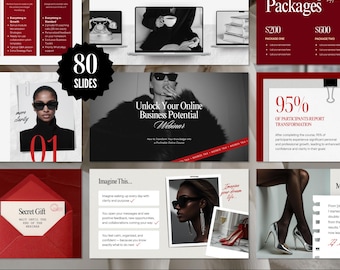 Canva Slide Deck Template Webinar & Masterclass Coaches Online Course Creation  Presentation Coaching PPT PowerPoint Red Luxury Design
