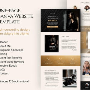 Coach Website Canva Template, Landing Page for Entrepreneurs, Business Coaches, Course Creators, Coaching, Sales Page Design