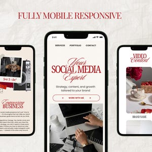 Canva Website Template Social Media Manager Instagram Coach Influencer UGC  Content Creator Portfolio Creative Cherry Red Landing Page