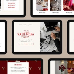Canva Website Template Social Media Manager Instagram Coach Influencer UGC  Content Creator Portfolio Creative Cherry Red Landing Page
