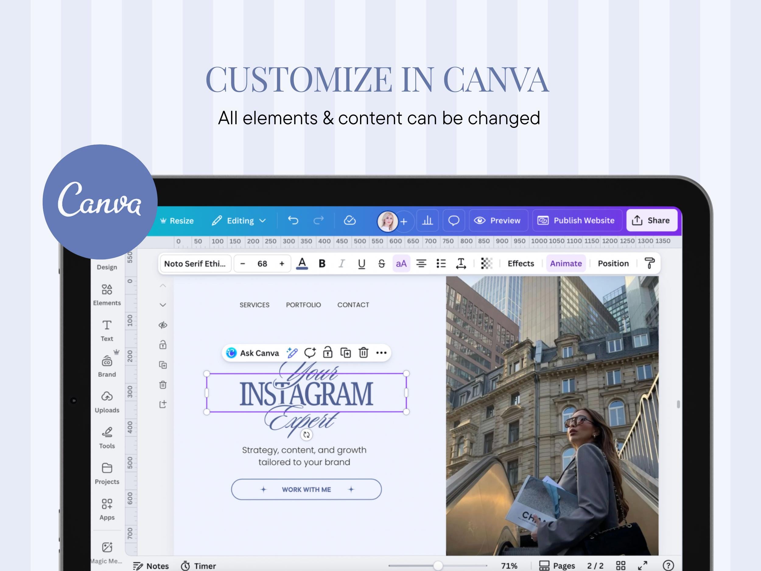 Canva Website Template Social Media Manager Instagram Coach Influencer ...