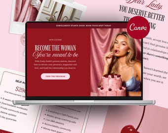Feminine Landing Page Canva  | Love Relationship Dating Coach  | Online Course Sales Page | Coaching Pink Website Template
