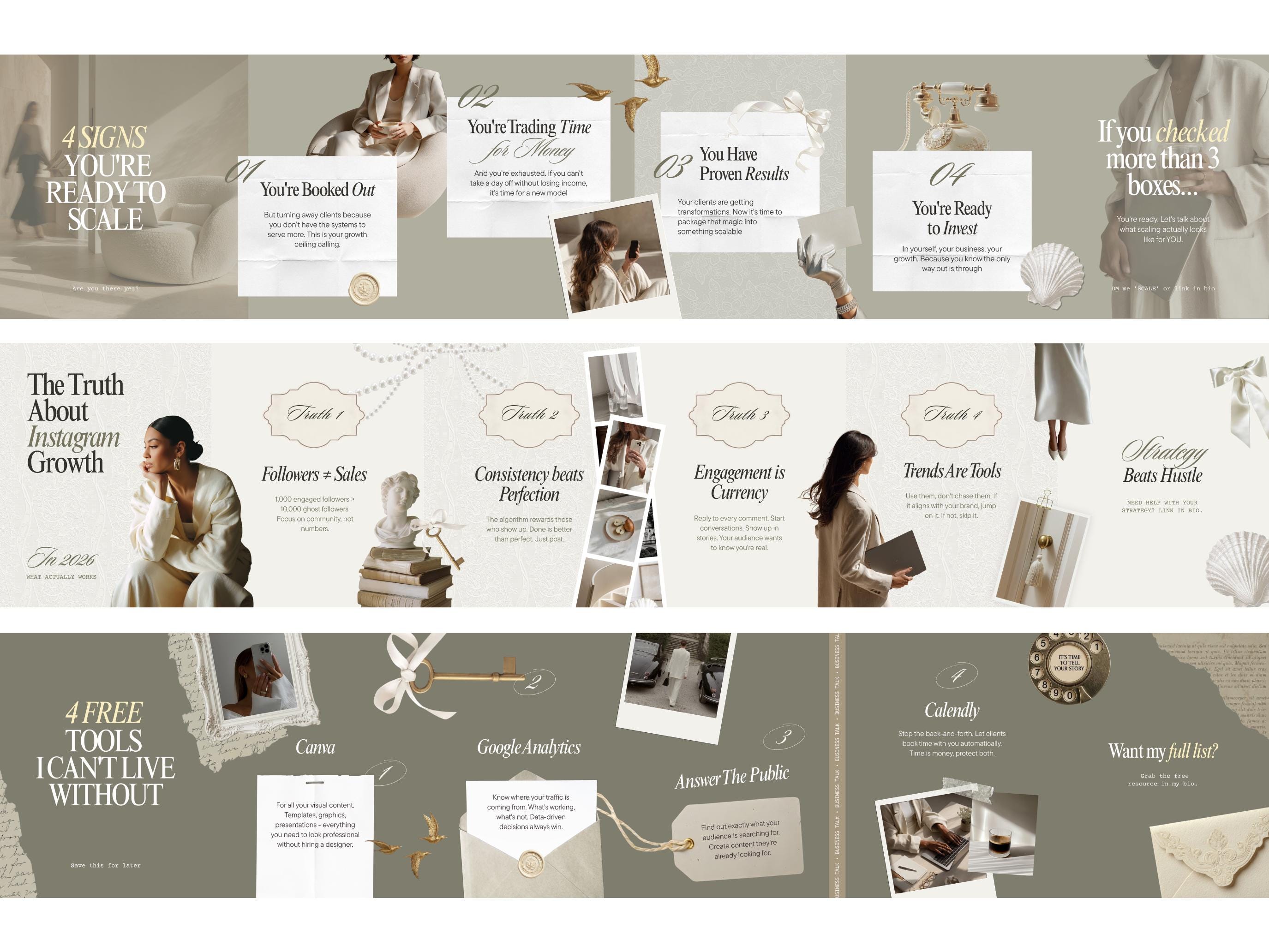 Elegant Seamless Instagram Carousel Templates Canva Editable Posts for ...