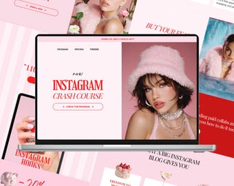 Faceless Marketing Canva Sales Page Website Template Course Digital Product Creators   SMM Landing Page for Instagram Coach Pink Website