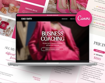Sales Page Canva Website Template Landing Page Online Course Coaching Program Sales Funnel Business Life Coach Influencer Pink Design