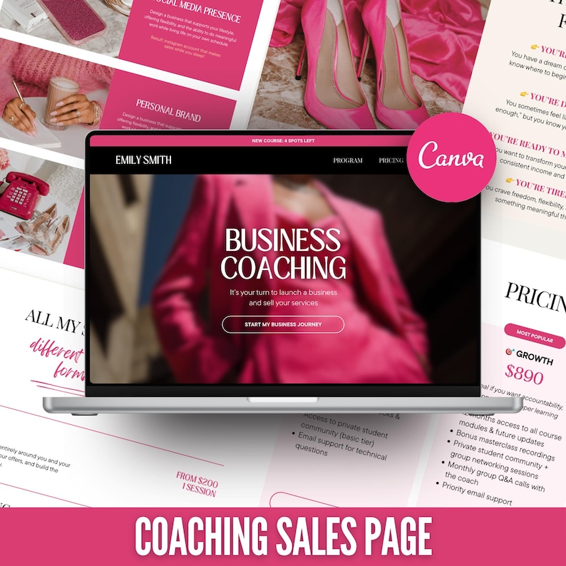 Sales Page Canva Website Template Landing Page Online Course Coaching ...