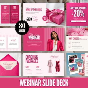 Canva Slide Deck Webinar & Masterclass Presentation Template Coaches Online Course Creation  Coaching PPT PowerPoint Pink Feminine Design