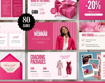 Canva Slide Deck Webinar & Masterclass Presentation Template Coaches Online Course Creation  Coaching PPT PowerPoint Pink Feminine Design
