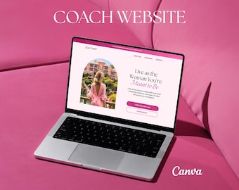 Life Coach Canva Website Template Pink Landing Page & Workbook Coaching Sales Page and Funnel