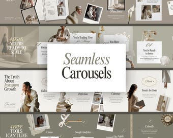 Elegant Seamless Instagram Carousel Templates Canva Editable Posts for Coaches, Course Creators, Social Media Managers, Influencers