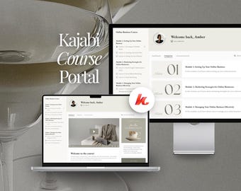 Kajabi Elegant Course Template for Life Coaches, Stylists, Influencers, Course Creators, Beige Luxe Design, Includes Canva Thumbnails