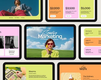 Canva Website Template for Social Media Manager Marketing Agency Freelancer Landing Page Portfolio Template Bold Creative Design