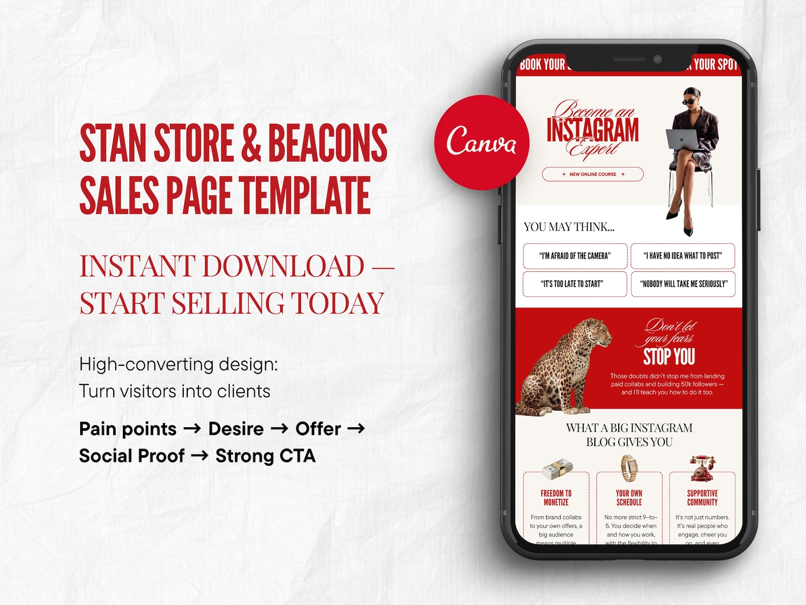 Stan Store Beacons Sales Page Canva Template for Coaches & Course ...