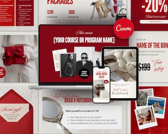 Canva Webinar Bundle Coach Masterclass Course Launch Slide Deck Template Coaching Sales Funnel Lead Magnet Workbook PowerPoint Presentation