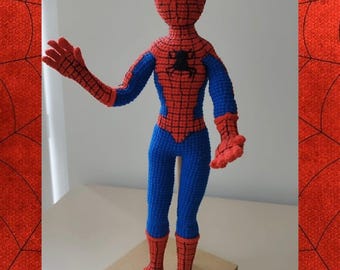 Muñeco Spiderman de crochet hecho a mano: juguete de superhéroe amigurumi articulado