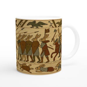 Medieval Rabbit Bayeux Tapestry Mug - The Norman Invasion, Reimagined!