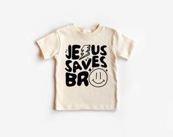 Camiseta cristiana para niños pequeños, camiseta para niños con Jesús salva a su hermano, camiseta para niños con Jesús, camiseta retro para niños, camiseta para niños pequeños y jóvenes