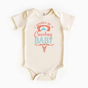 I Wanna Be a Cowboy Baby Bodysuit, Country Western Shirts, Toddler T-shirt, Retro Natural Infant, Kids Retro T-Shirt, Western Baby Bodysuit