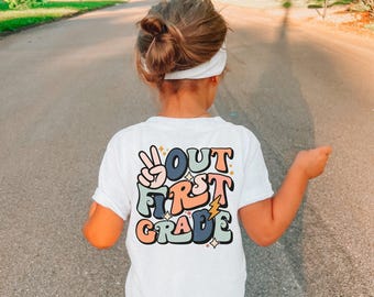 Peace Out First Grade Shirt, Kids Graduation Tee