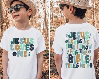 Jezus houdt van mij Bijbels peuter T-shirt, christelijk shirt voor peuters, Jezus natuurlijke baby, retro kindershirt, T-shirt voor peuters en jongeren