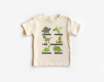 Types of Dinosaurs Kids Retro Shirt, Dino Toddler Shirt, Dinosaur Lover T-Shirt, Natural Toddler T-Shirts