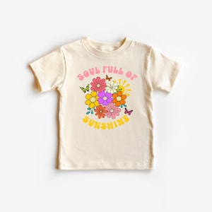 Soul Full of Sunshine Kids Retro Shirt, Floral Boho Kids T-Shirt, Aesthetic Toddler Tee, Cute Wild Flower Youth Shirt