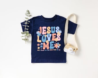 Camiseta infantil "Jesús me ama", camisetas infantiles "Jesús Pascua", camisetas cristianas para bebés, camisetas florales para jóvenes de la iglesia, camisetas cristianas con gráficos