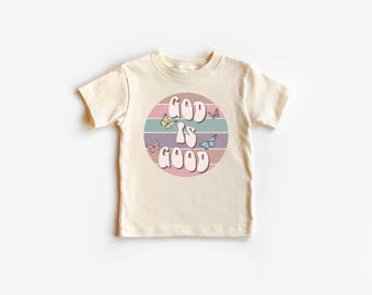 Camiseta infantil "Fe sobre el miedo", Dios es bueno, estilo retro (tallas juveniles)