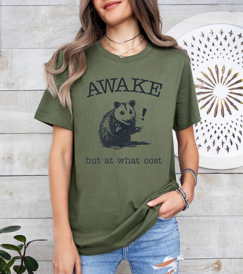 Awake But At What Cost Shirt: Opossum Lover Tee (Casual Graphic) image 3