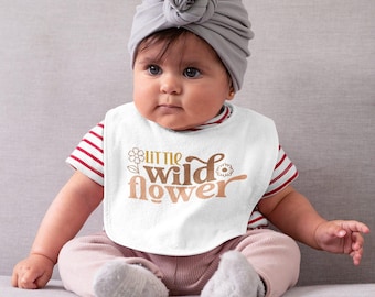 Little Wild Flower Baby Bib, Personalized Bibs For Babies & Infants, Retro Baby Bibs, Baby Shower Gift