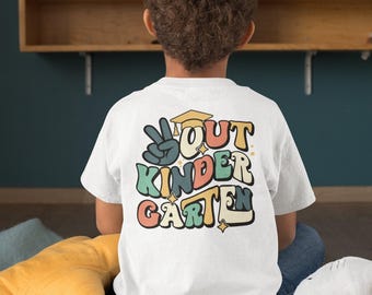 Peace Out shirt kleuterschool, T-shirt laatste schooldag, esthetisch peutershirt, kleuterschool afstudeercadeau, shirt eerste klas peuter