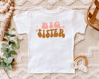Big Sister Shirt, Retro Big Sis T-Shirt, Sister  Natural Kids Gift, Big Sister Toddler Shirt, Sibling Tee