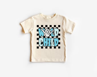 Koszulka Wild Child, Koszulka dla dziewczynki, Koszulka dla chłopca na urodziny, Koszulka dla chłopca Wild, Koszulka dla chłopca Retro Natural