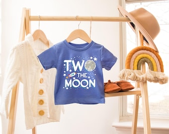 Zwei Monde Geburtstags Shirt, Space Theme, 2ter Geburtstag