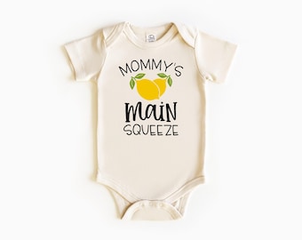 Body de bebê Mommy's Main Squeeze, camiseta retrô para crianças, camiseta natural Summer Lemon para crianças, body de bebê com design de limão