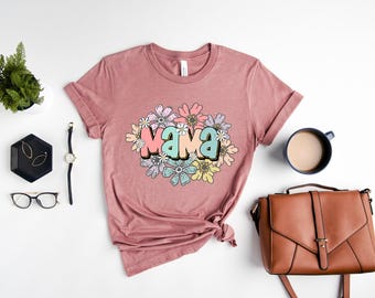 Mama Shirt: Floral Design, Soft Cotton Casual Tee