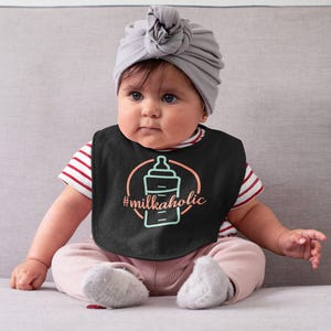 Milkaholic Baby Bib, Personalized Bibs For Babies & Infants, Funny Baby Bibs, Baby Shower Gift