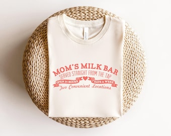 Mama Nursing Shirt: Retro Mom's Milk Bar Tee (Breastfeeding Friendly)