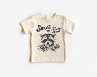Camiseta infantil divertida con mapache, dulce pero con carácter (tallas S-XL para niños)