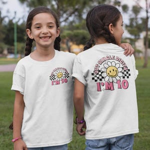 Out Single Digits I&#39;m 10 Shirt, 10th Birthday T-Shirt, Birthday Girl Shirt, Tenth Birthday Gift For Girls, Retro Natural Kids Gift