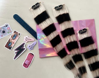 Raccoon Striped Hair Extension Y2K Alt Coontail
