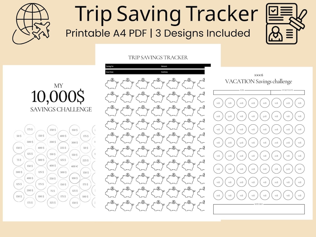 Trip Saving Tracker Printable A4 | Travel Savings Challenge PDF ...