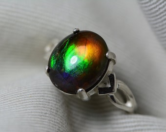 アンモライトシルバーリング、8 x 16 mm マーキスジェムストーン PN