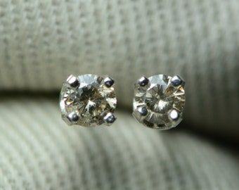 Certified Champagne Diamond Stud Earrings 0.16 Carat Genuine Natural Real Jewelry Birthday Gift For Her Anniversary Present Christmas D40