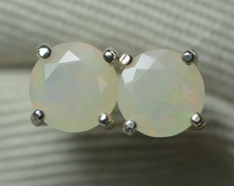 Certified Opal Stud Earrings 0.98 Carat Real Genuine Natural Earth Mined October Birthstone Jewelry Round Cut Sterling Silver Sale OP47