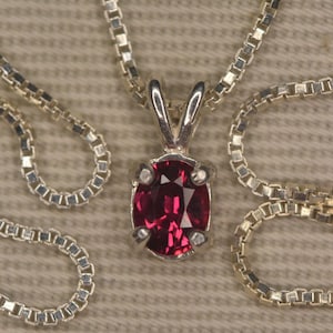 Ruby Necklace 0.41 Carat Pendant Certified Real Genuine Natural July Birthstone Sterling Silver Jewelry Jewellery Oval Cut RP21