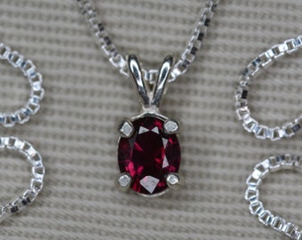 Ruby Necklace 0.46 Carat Pendant Certified Real Genuine Natural July Birthstone Sterling Silver Jewelry Jewellery Oval Cut RP39