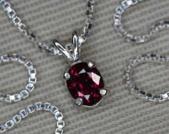 Ruby Necklace 0.53 Carat Pendant Certified Real Genuine Natural July Birthstone Sterling Silver Jewelry Jewellery Oval Cut RP35